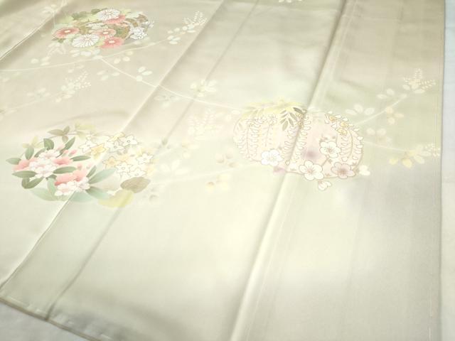 平和屋着物●訪問着　刺繍　牡丹菊花文　暈し染め　金彩　正絹　逸品　未使用　CAAW7894yc