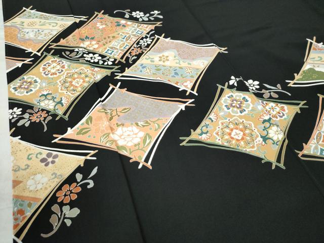 平和屋着物●豪華黒留袖 駒刺繍 溢れ松葉菱吉祥花唐草文 金彩 正絹 逸品 CAAW7897yc