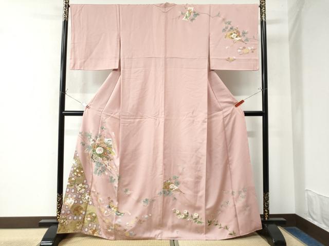 平和屋着物●訪問着 短冊横笛花車文 金彩 正絹 逸品 CAAW7900yc