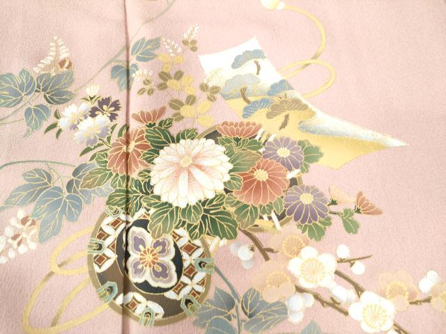 平和屋着物●訪問着 短冊横笛花車文 金彩 正絹 逸品 CAAW7900yc