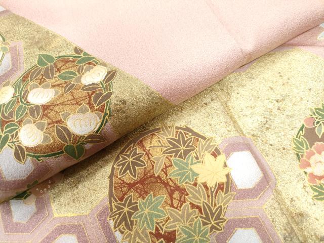 平和屋着物●訪問着 短冊横笛花車文 金彩 正絹 逸品 CAAW7900yc