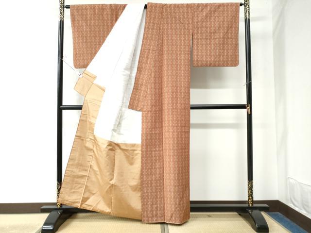平和屋着物●上質な紬　花織　吉祥文　正絹　逸品　CAAW7914yc