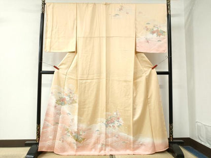 平和屋着物●訪問着 刺繍 花筏文 暈し染め 金彩 正絹 逸品 未使用 CAAW7929yc