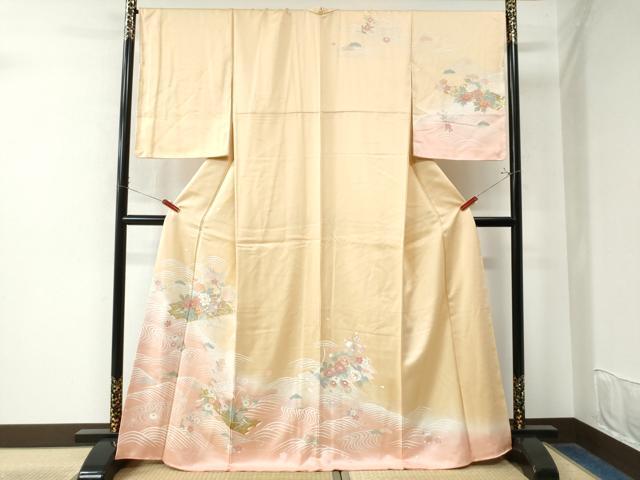平和屋着物●訪問着 刺繍 花筏文 暈し染め 金彩 正絹 逸品 未使用 CAAW7929yc