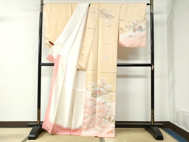 平和屋着物●訪問着 刺繍 花筏文 暈し染め 金彩 正絹 逸品 未使用 CAAW7929yc