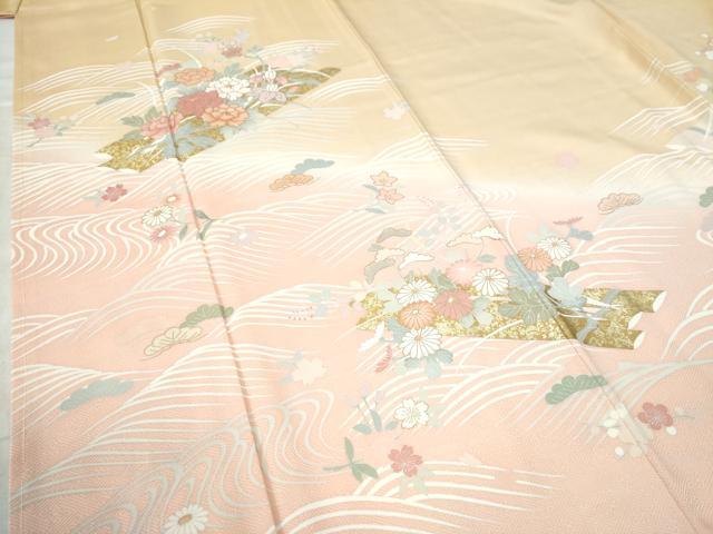 平和屋着物●訪問着 刺繍 花筏文 暈し染め 金彩 正絹 逸品 未使用 CAAW7929yc