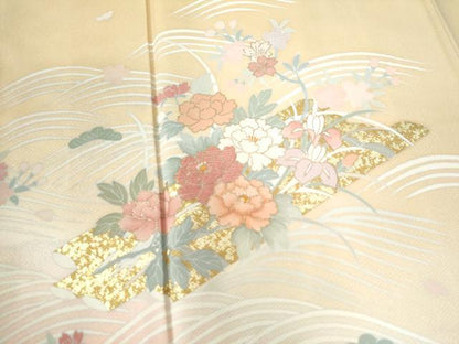 平和屋着物●訪問着 刺繍 花筏文 暈し染め 金彩 正絹 逸品 未使用 CAAW7929yc