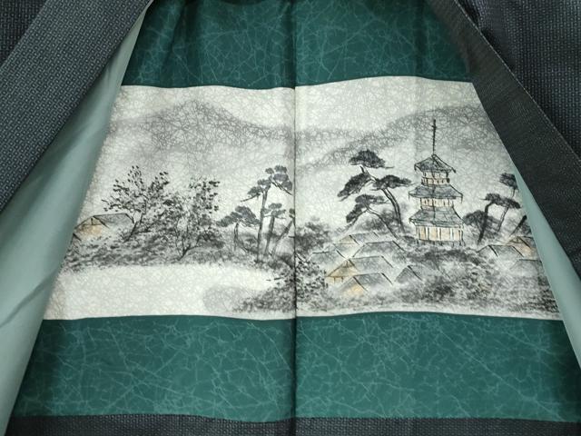 平和屋着物●男性 本場大島紬 アンサンブル 80亀甲 総詰め 正絹 逸品 CAAW7936yc