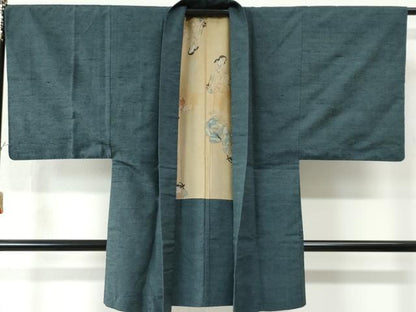 平和屋着物●男性 紬 アンサンブル 色無地 御召茶色 正絹 逸品 CAAW7949yc