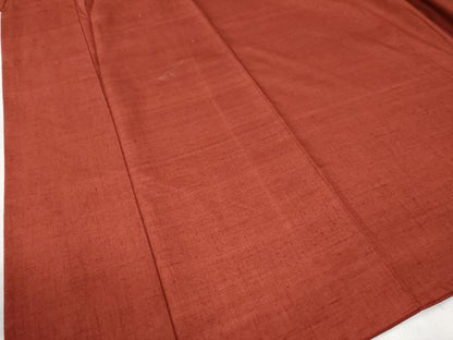 平和屋着物●結城紬 色無地 臙脂色 正絹 逸品 CAAW7951yc