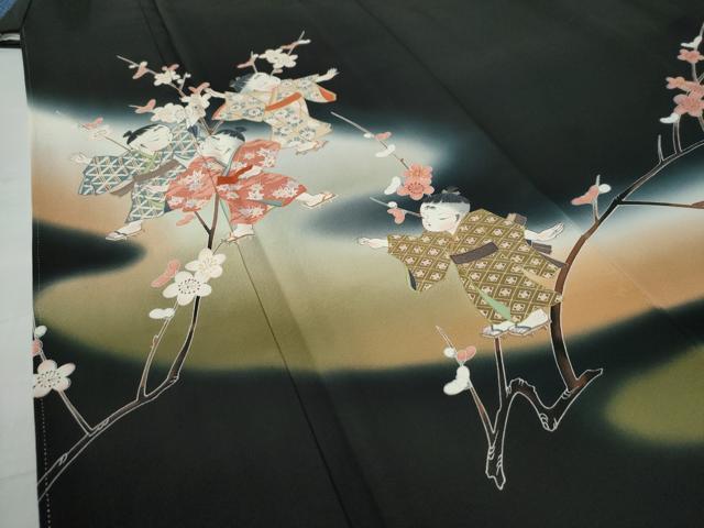 平和屋着物●豪華黒留袖 童子遊び 暈し染め 正絹 逸品 CAAW7955yc