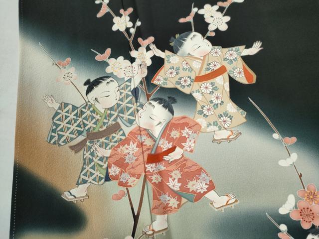 平和屋着物●豪華黒留袖 童子遊び 暈し染め 正絹 逸品 CAAW7955yc