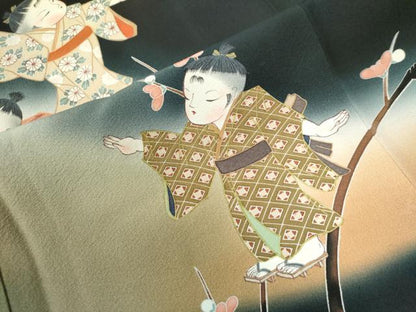 平和屋着物●豪華黒留袖 童子遊び 暈し染め 正絹 逸品 CAAW7955yc