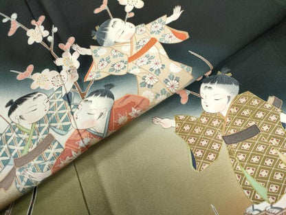 平和屋着物●豪華黒留袖 童子遊び 暈し染め 正絹 逸品 CAAW7955yc