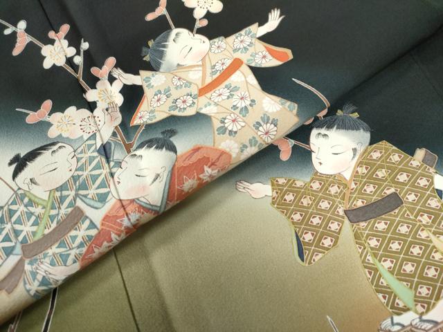平和屋着物●豪華黒留袖 童子遊び 暈し染め 正絹 逸品 CAAW7955yc