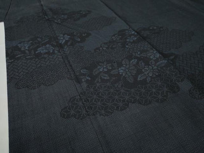 平和屋着物●訪問着　紬地　作家物　雲重ね吉祥花文　正絹　逸品　未使用　CAAW7971yc