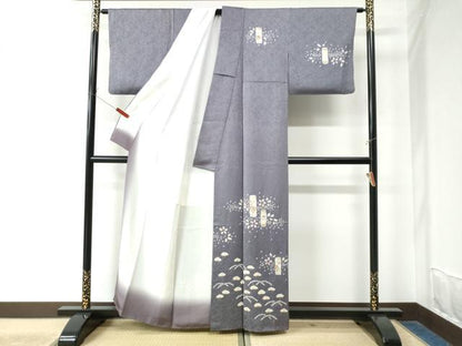 平和屋着物●訪問着 絞り 刺繍 短冊草花文 金彩 正絹 逸品 CAAW7982yc
