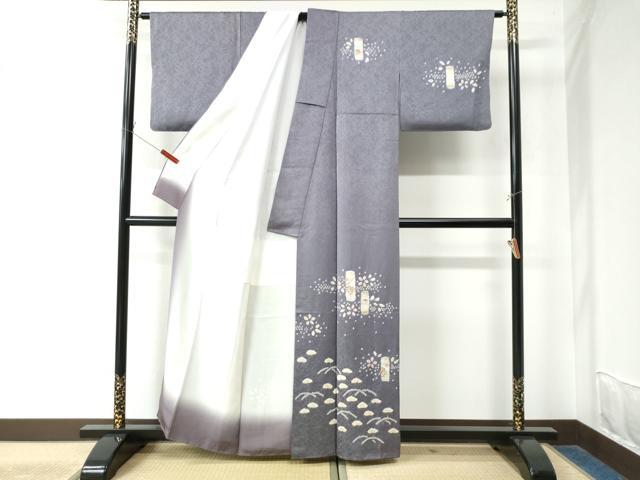 平和屋着物●訪問着 絞り 刺繍 短冊草花文 金彩 正絹 逸品 CAAW7982yc