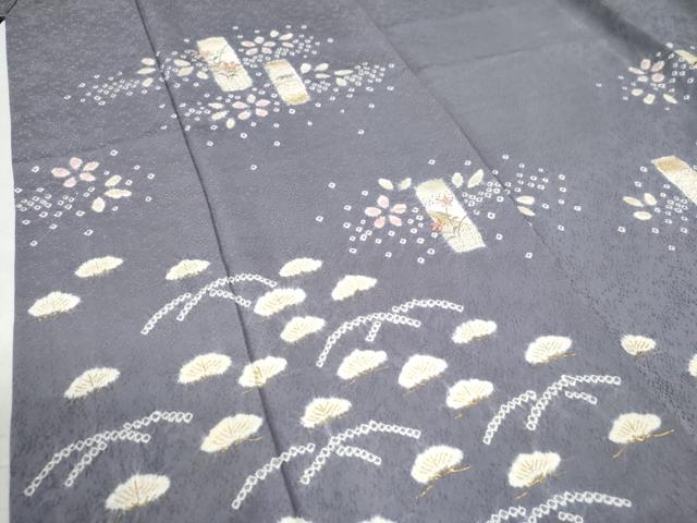 平和屋着物●訪問着 絞り 刺繍 短冊草花文 金彩 正絹 逸品 CAAW7982yc