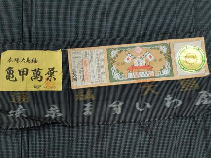 平和屋着物●男性　本場大島紬　アンサンブル　亀甲萬葉　井田哲則作　キングサイズ　ますいわ屋扱い　証紙付き　正絹　逸品　CAAW7988yc