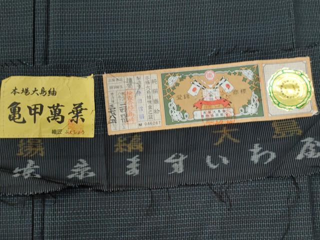 平和屋着物●男性　本場大島紬　アンサンブル　亀甲萬葉　井田哲則作　キングサイズ　ますいわ屋扱い　証紙付き　正絹　逸品　CAAW7988yc