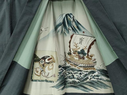 平和屋着物●男性　本場大島紬　アンサンブル　亀甲萬葉　井田哲則作　キングサイズ　ますいわ屋扱い　証紙付き　正絹　逸品　CAAW7988yc