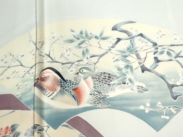 平和屋着物●訪問着 友禅 作家物 地紙鴛鴦枝花文 暈し染め 正絹 逸品 CAAW7991yc