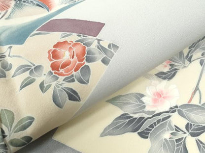 平和屋着物●訪問着 友禅 作家物 地紙鴛鴦枝花文 暈し染め 正絹 逸品 CAAW7991yc