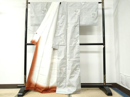 平和屋着物●本場大島紬　白大島　7マルキ　色紙重ね雲取り文　正絹　逸品　CAAW7992yc