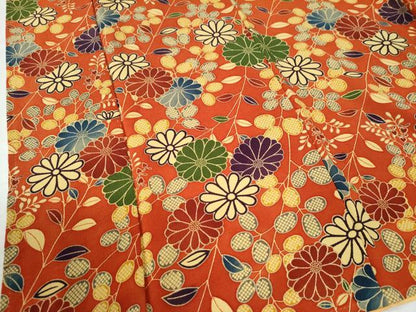平和屋着物●上質な小紋 型染め 枝菊文 鬼しぼ縮緬 正絹 逸品 CAAW7995yc