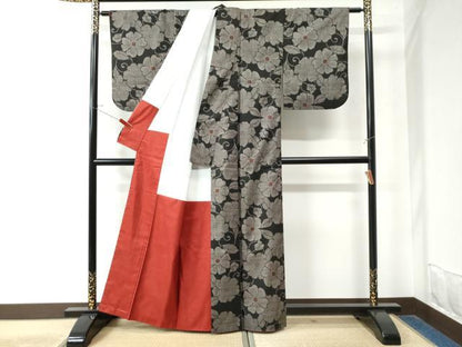 平和屋着物●本場大島紬 7マルキ 花唐草文 正絹 逸品 CAAW8023yc