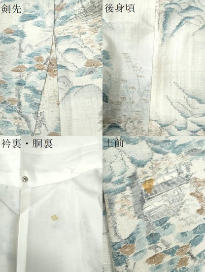 平和屋着物●小千谷紬 遠山風景文 正絹 逸品 未使用 CAAW8024yc