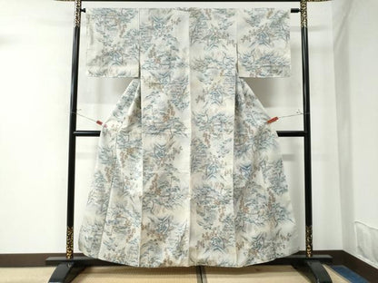 平和屋着物●小千谷紬 遠山風景文 正絹 逸品 未使用 CAAW8024yc