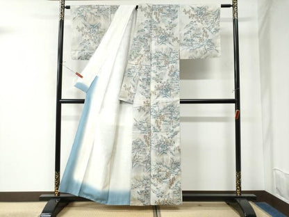 平和屋着物●小千谷紬 遠山風景文 正絹 逸品 未使用 CAAW8024yc