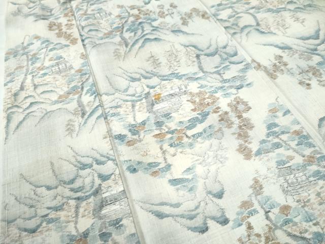 平和屋着物●小千谷紬 遠山風景文 正絹 逸品 未使用 CAAW8024yc