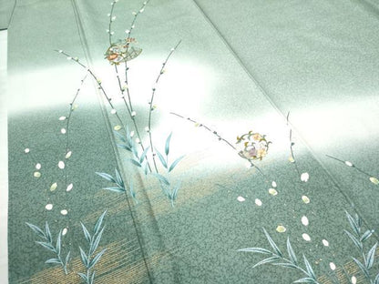 平和屋着物●訪問着 刺繍 枝蕾花唐草文 暈し染め 金彩 正絹 逸品 CAAW8025yc