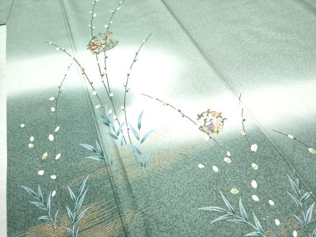 平和屋着物●訪問着 刺繍 枝蕾花唐草文 暈し染め 金彩 正絹 逸品 CAAW8025yc