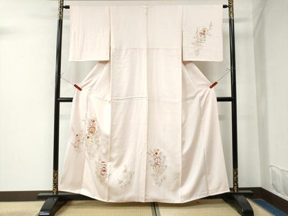 平和屋着物●創業460年・千總　訪問着　刺繍　短冊貝桶草花文　暈し染め　金彩　正絹　逸品　CAAW8045yc