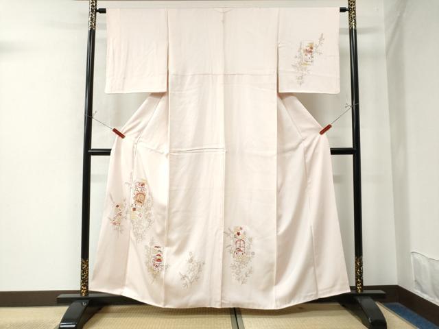 平和屋着物●創業460年・千總　訪問着　刺繍　短冊貝桶草花文　暈し染め　金彩　正絹　逸品　CAAW8045yc