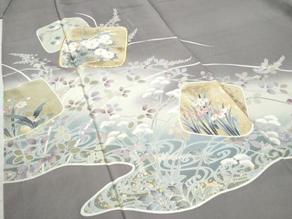 平和屋着物●豪華色留袖 作家物 駒刺繍 流水色紙草花文 暈し染め 金彩 正絹 逸品 CAAW8090yc