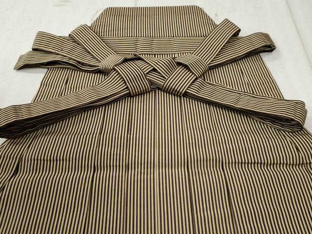 平和屋着物●男性　馬乗り袴　縞　正絹　逸品　CAAW8106yc