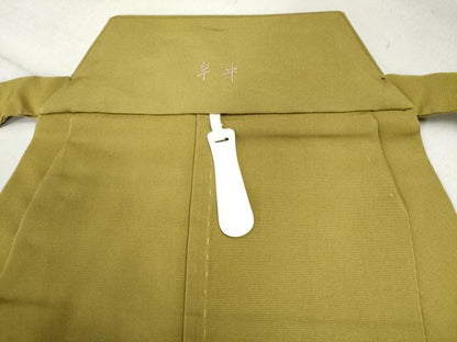 平和屋着物●男性　馬乗り袴　色無地　菜種油色　正絹　逸品　CAAW8131yc