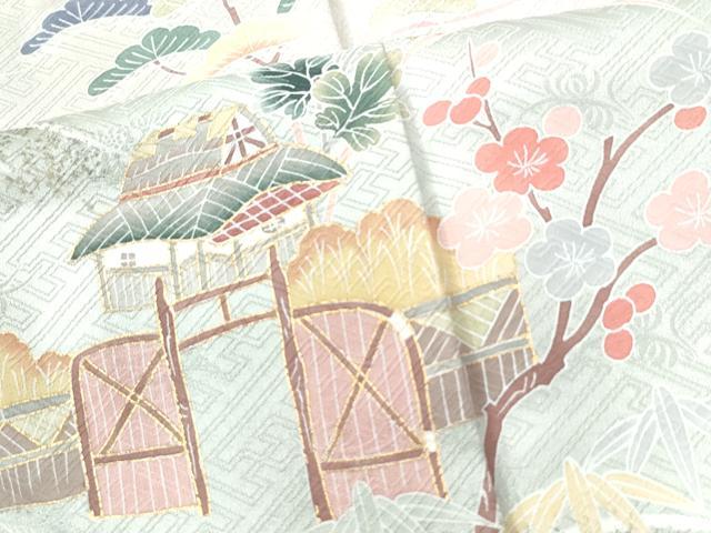 平和屋着物●訪問着 遠山風景文 暈し染め 金彩 正絹 逸品 CAAW8152yc
