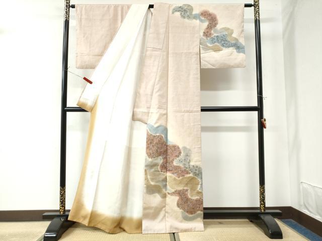 平和屋着物●訪問着　紬地　辻が花　手描き　金彩　正絹　逸品　CAAW8155yc