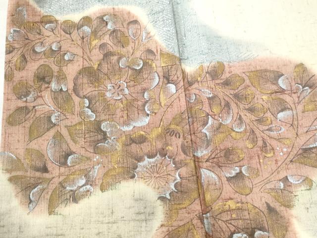 平和屋着物●訪問着　紬地　辻が花　手描き　金彩　正絹　逸品　CAAW8155yc