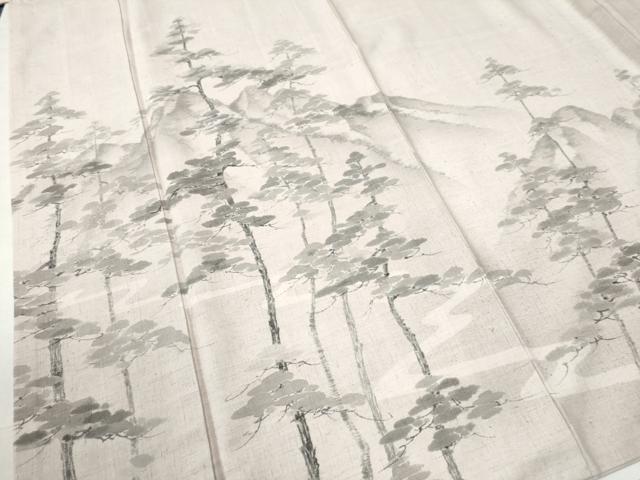 平和屋着物●湘南友禅 内田芳光 訪問着 紬地 手描き 遠山樹林文 正絹 逸品 CAAW8156yc