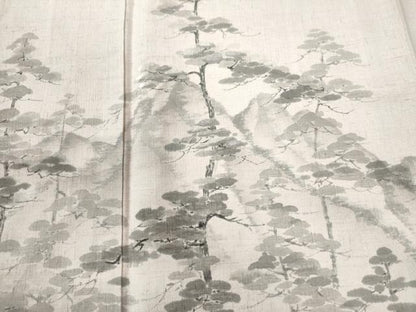 平和屋着物●湘南友禅 内田芳光 訪問着 紬地 手描き 遠山樹林文 正絹 逸品 CAAW8156yc