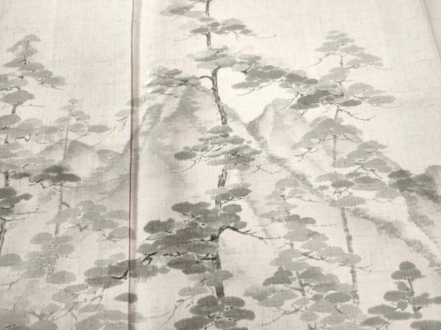 平和屋着物●湘南友禅 内田芳光 訪問着 紬地 手描き 遠山樹林文 正絹 逸品 CAAW8156yc
