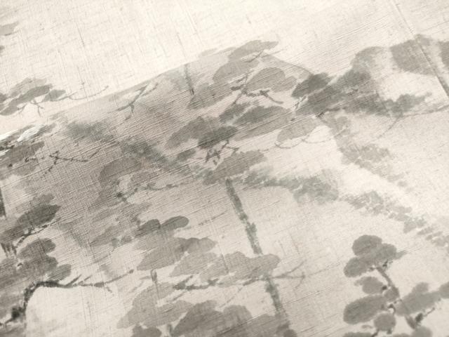 平和屋着物●湘南友禅 内田芳光 訪問着 紬地 手描き 遠山樹林文 正絹 逸品 CAAW8156yc