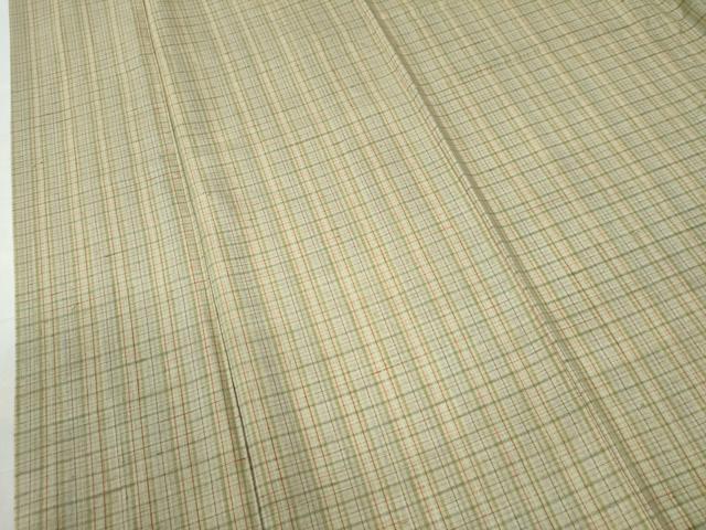 平和屋着物●上質な紬　格子柄　正絹　逸品　CAAW8157yc